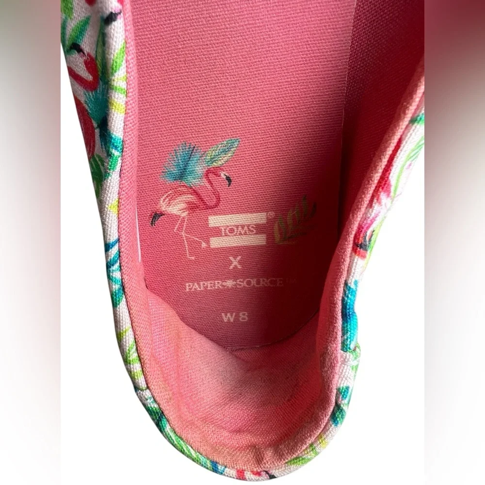 TOMS x Paper Source Women’s Alpargata Flamingo Multicolor Slip-On Shoes Sz 8 - Picture 7 of 9